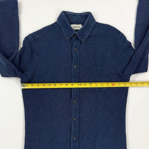 Taylor Stitch Mens Jack Shirt Sz Small 38 Dark Indigo Organic Cotton Waffle Knit - Picture 9 of 10